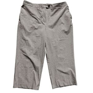 Womens Worthington Cream Windowpane Plaid Cropped Casual Pants - Sz 1X